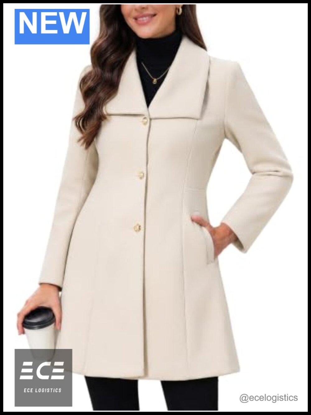 Allegra K Women's Winter Peacoat Lapel A-Line Work Coat Trench Overcoat